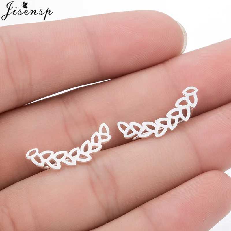 Jisensp Boho Vintage Botanical Leaf Ear Climbers Statement Stud Earrings for Women Bridal Jewelry Leaves Branch Ear Crawlers J251021