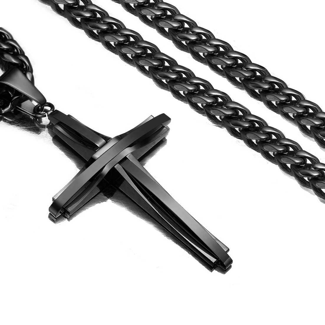 Vintage Cross Pendant Necklace Punk New Design Classic 316L Stainless Steel Curb Chain Men Women Necklace Jewelry XJ250717