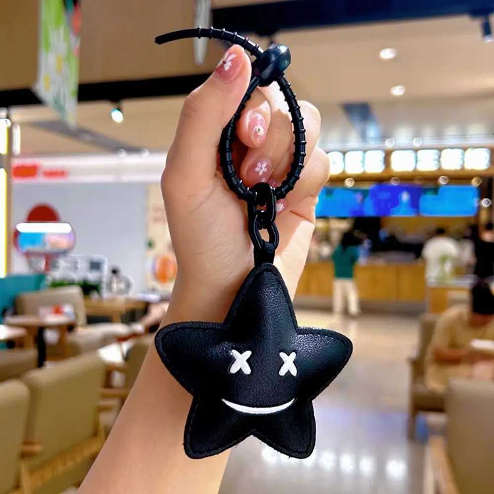 Fashion Pu Leather Cat Keychain Black Cartoon Car Key Pendant Charm Couple Keyring W251021