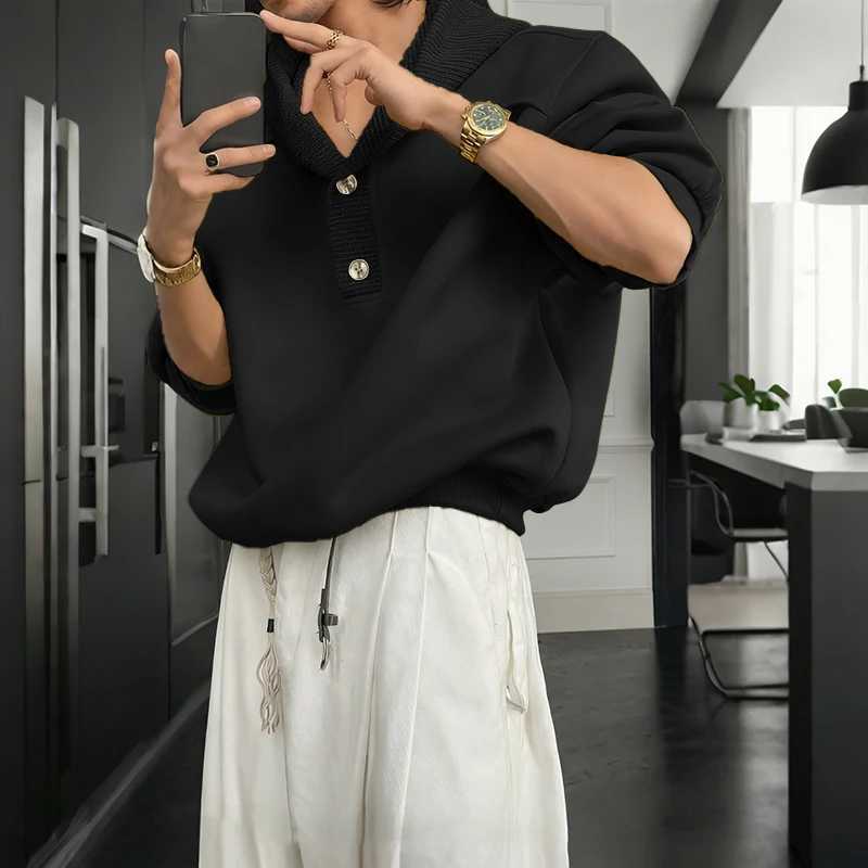 Men Hoodies Solid Color Hooded Long SLeeve Loose Casual Male Sweatshirts Korean Style Streetwear Fashion Pullovers Men W251021