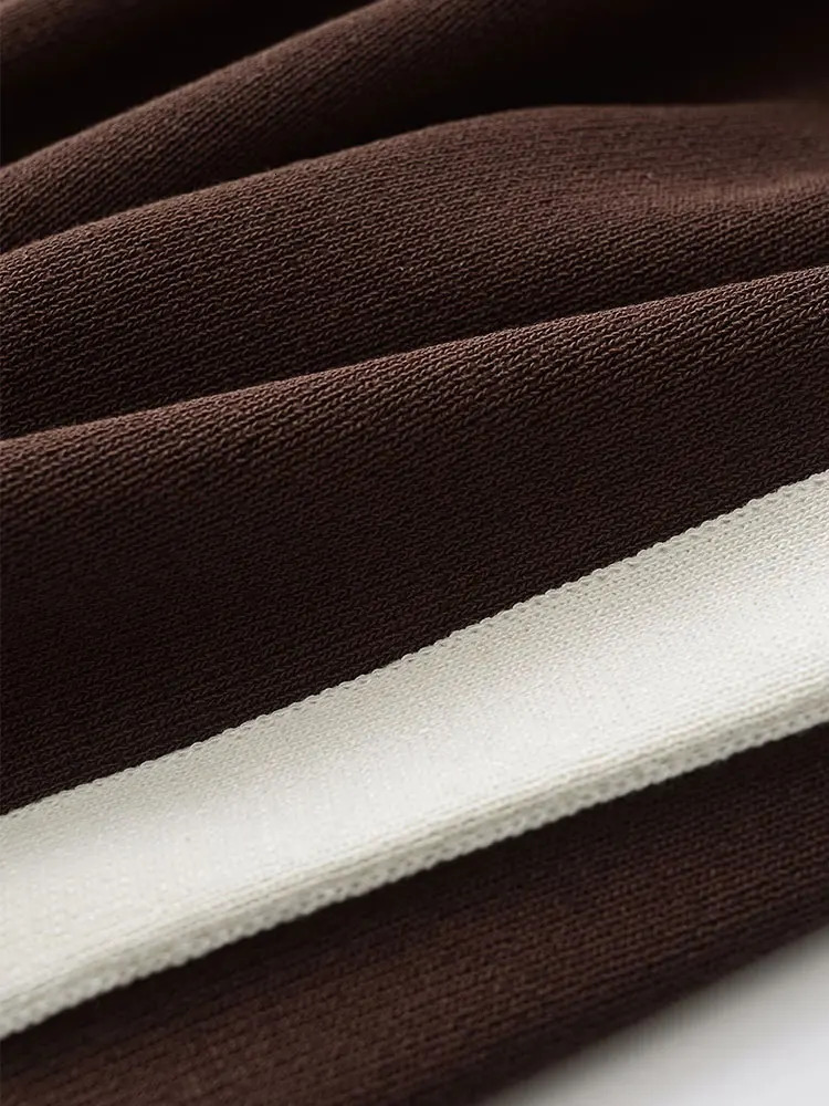 NLZGMSJ Spring Elegant Womens Sets Large Lapel Zipper Knit Sweatshirt Loose Long Drawstring Trousers Two Pieces 251021