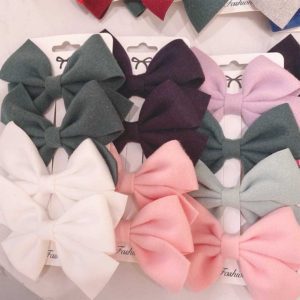 4Piecesset Cute Girls Grosgrain Ribbon Hair Bows with Clips Solid Cotton Hair Clips for Children Headwear Kids Hair AccessoriesW254021