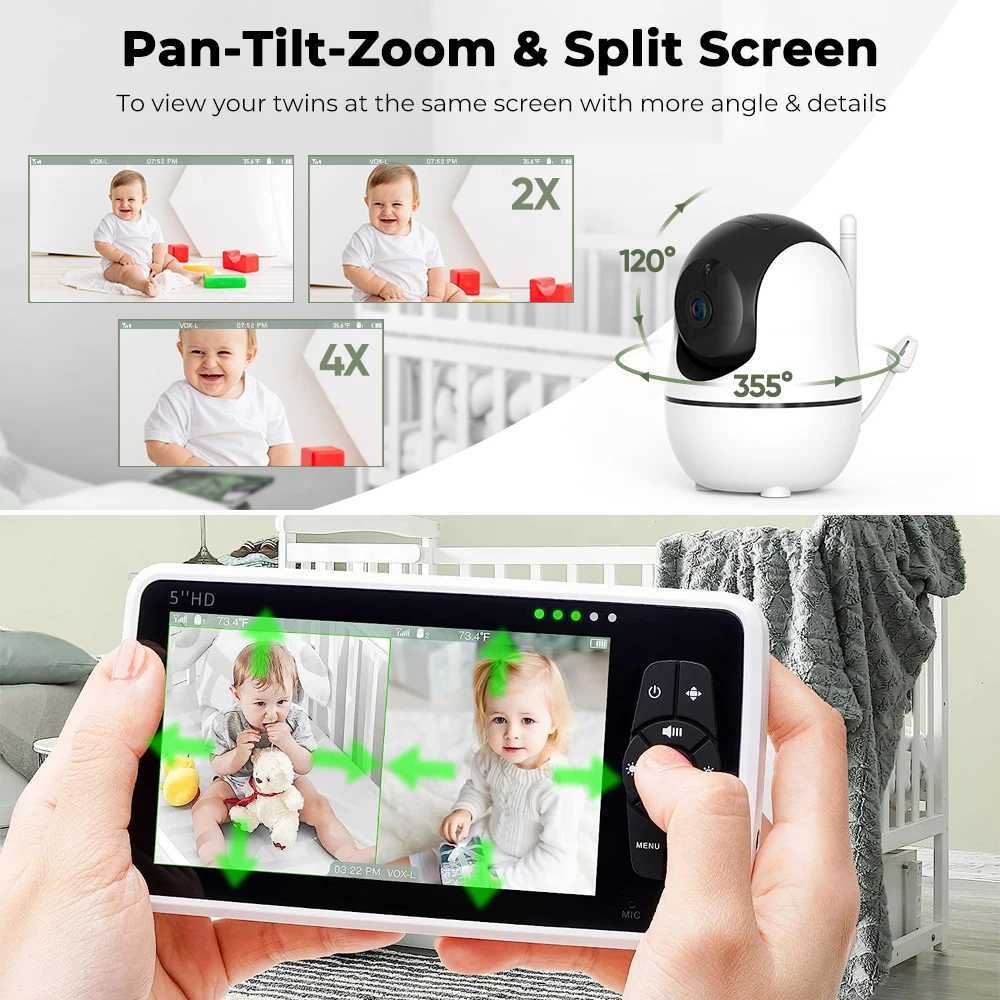 5 Screen Video Baby Monitor No WiFi HD Remote PanTiltZoom Night Vision Baby Camera ECO Mode Twoway Talk 8 Lullabies J251121