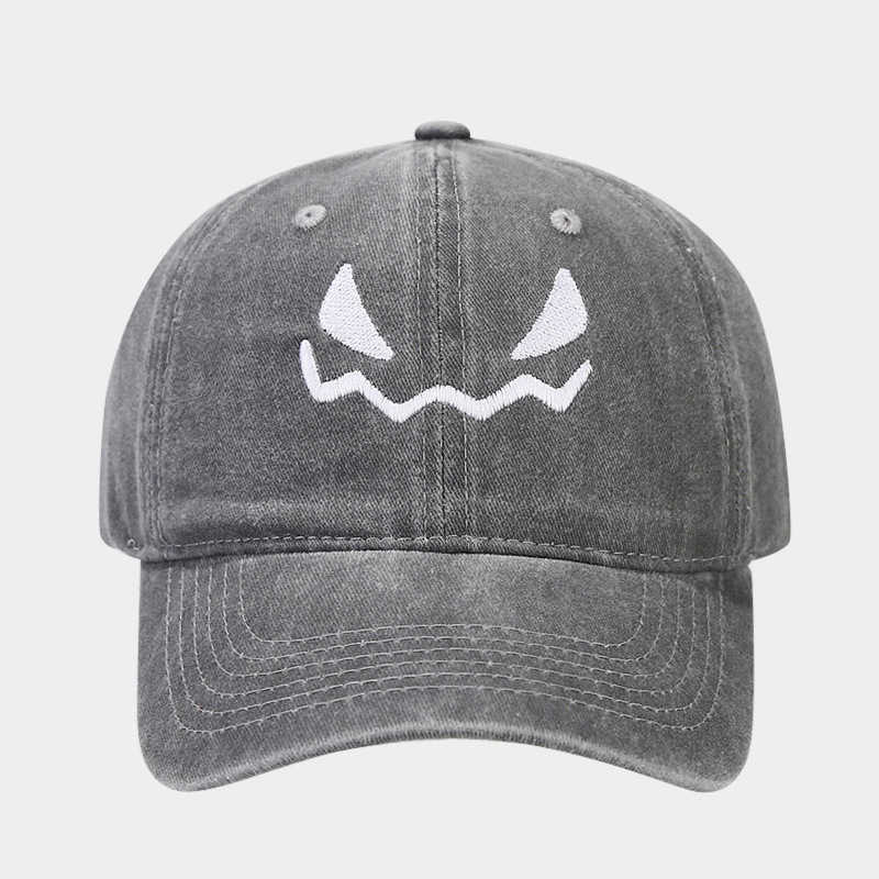 Creative New Funny Halloween Pumpkin Skull Embroidered Washed Vintage Baseball Cap Unisex Soft Brim Duckbill Cap H251020