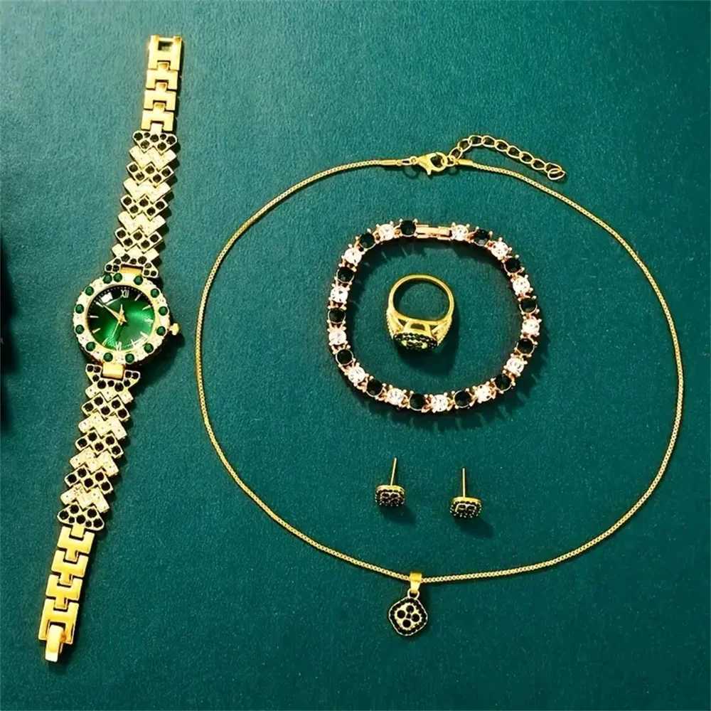 Elegant 6piece womens set Quartz movement square case zinc alloy str timer function ideal gift for ValentinesXJ251021