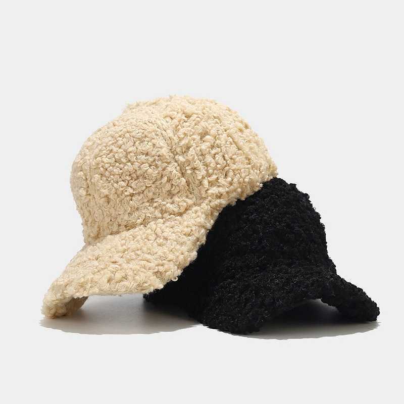 Lamb Hair Duckbill Hat Trendy Women Outdoor Thickened Baseball Cap Men Winter Warm Hat Slimming H251020