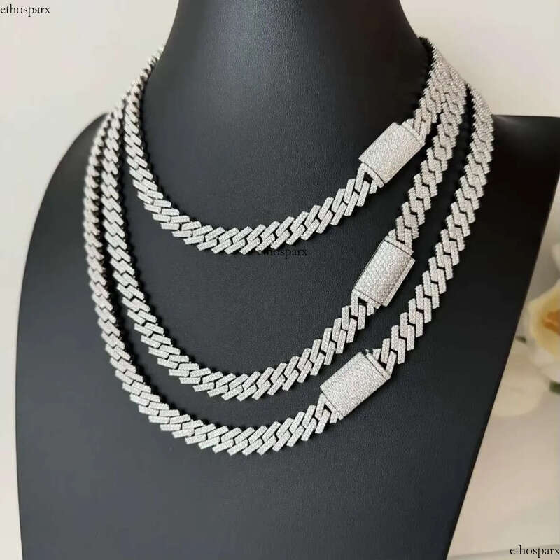 Hot Sale 10mm Sterling Sier Moissanite Cuban Link Chain Necklace and Bracelet New Type Jewelry