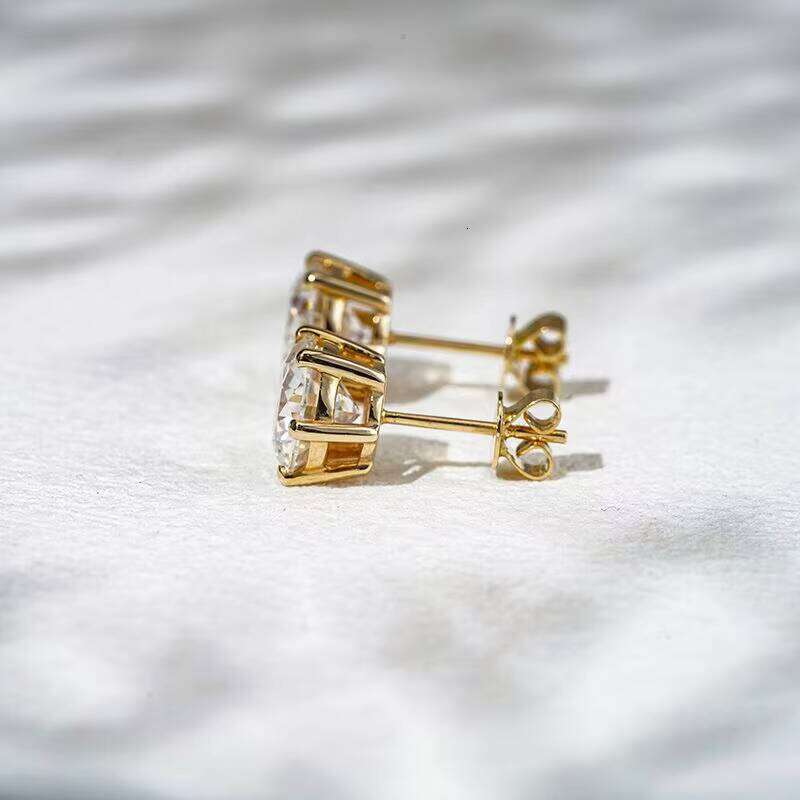 Starsgem 6 Prong 14k 2ct 8mm Round Cut Basket Setting Zirconia Stud Earrings