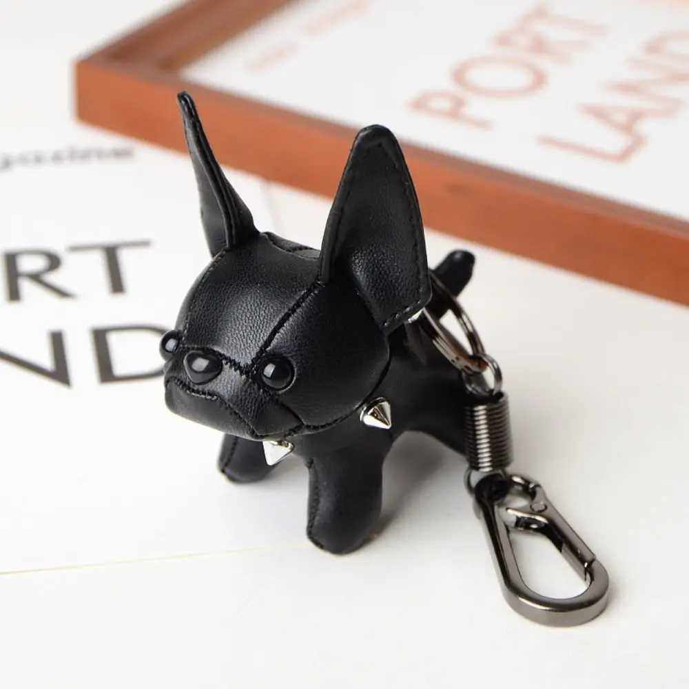 Kawaii Cute Chubby Leather Keychain French Bulldog Charm Dog Dolls Bag Hanging Exquisite Dog Pendant Friend W251021