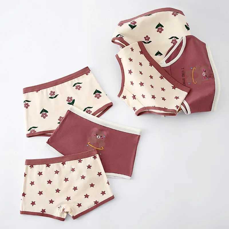 HoneyCherry New Girls Underpants Cotton Boxer Childrens Triangle Shorts Baby Plaid Cute Three Pack Baby Girl Panties J251021