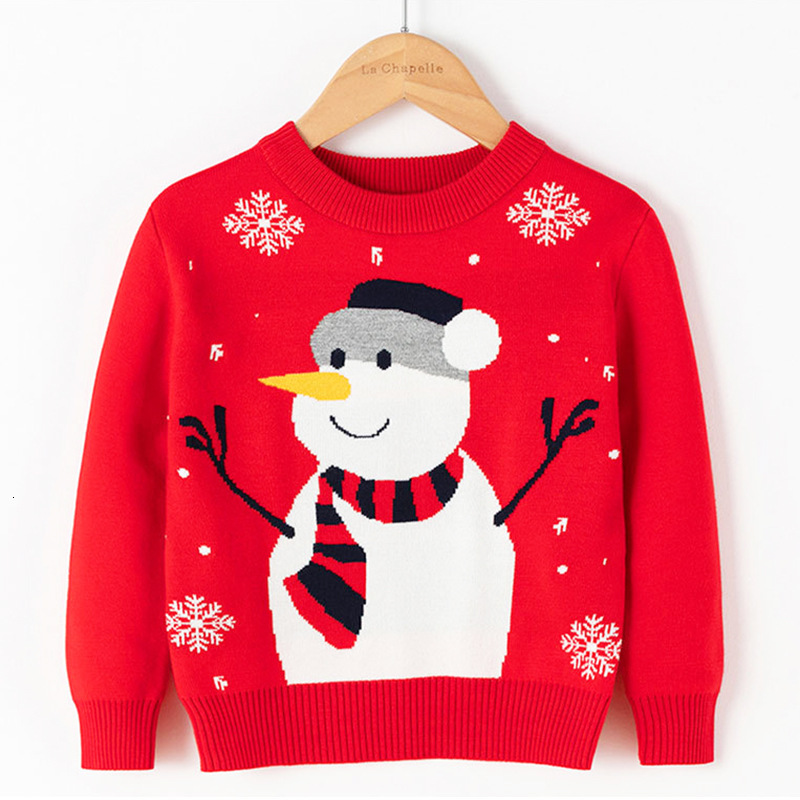 New hot selling designer children's clothing Christmas children's sweater double-layer jacquard snowman cartoon pullover sweater long sleeve