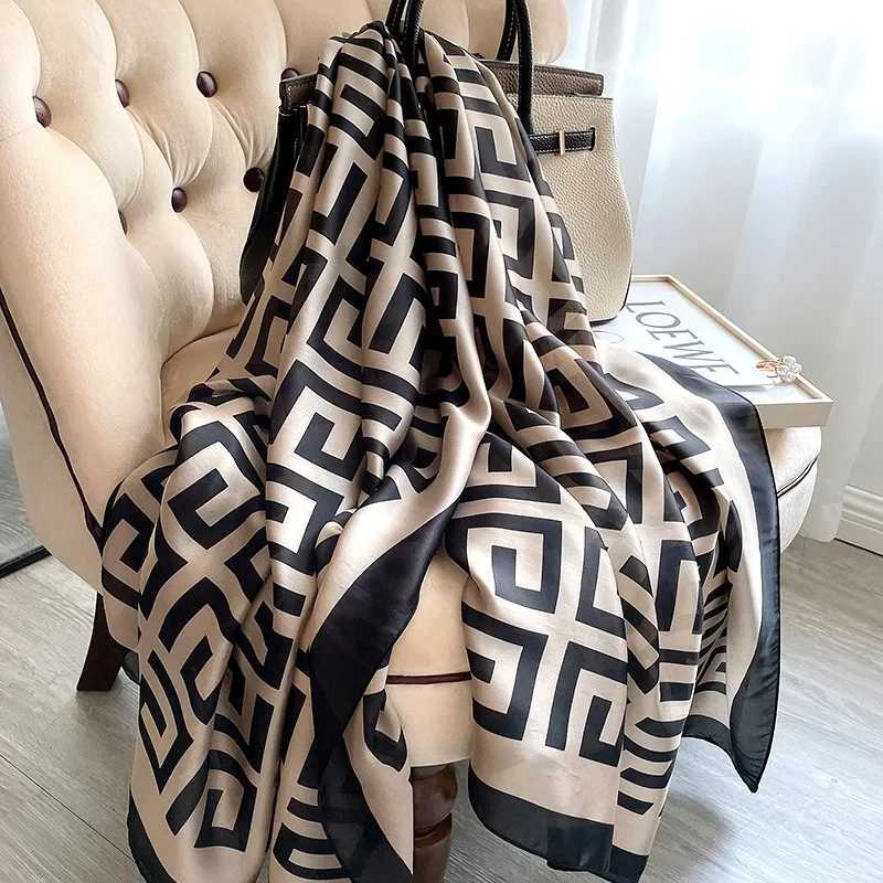 Luxury Brand Large Silk Soft Scarf Women Stylish Print Long Shawl Handkerchief Summer Elegant Travel Wrap Hot 90180cm W251021