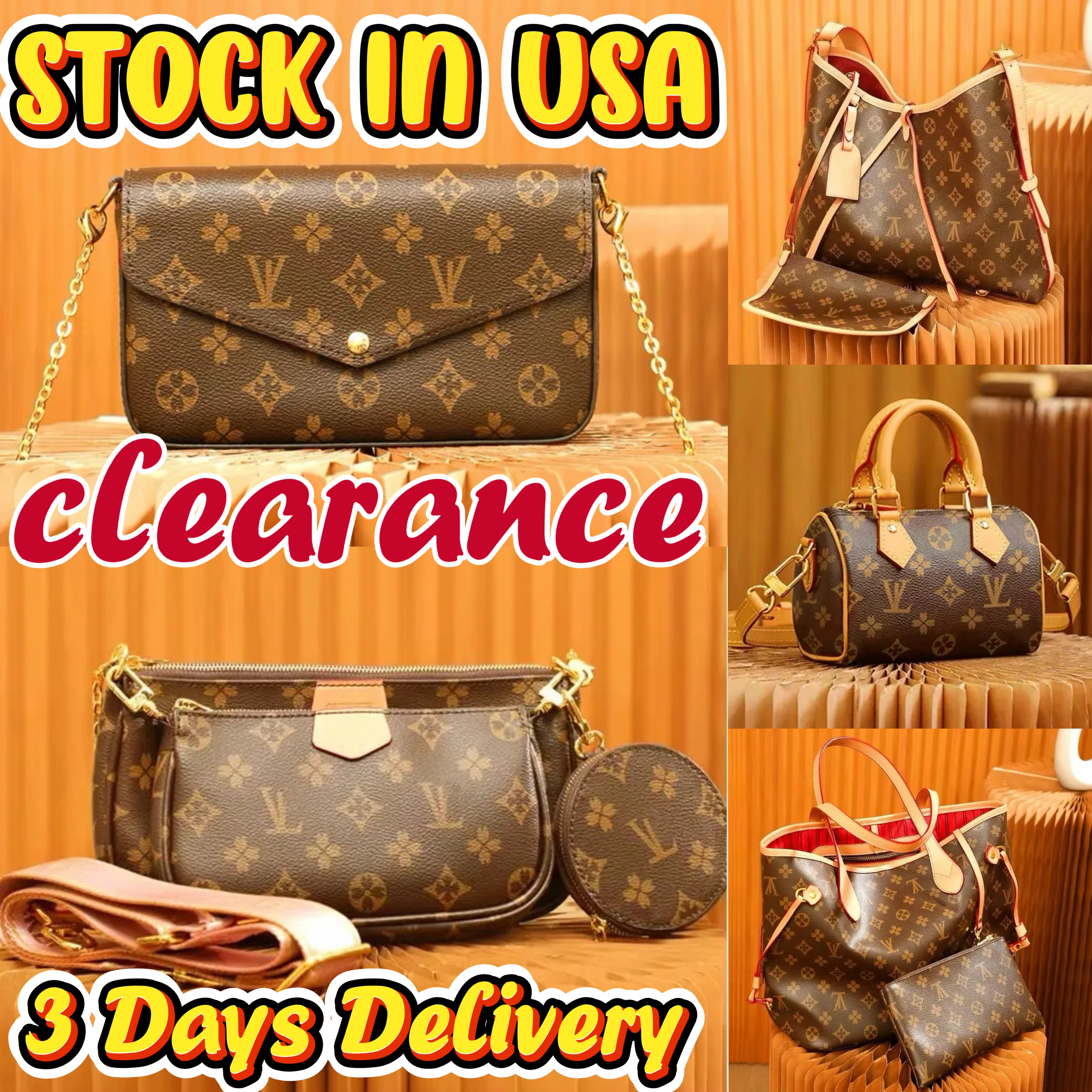 shoulder bag three in one letter package classic color fashionable luxury bag brown leather yellow letters fast shipping women's designer bag chain bar crossbody bag