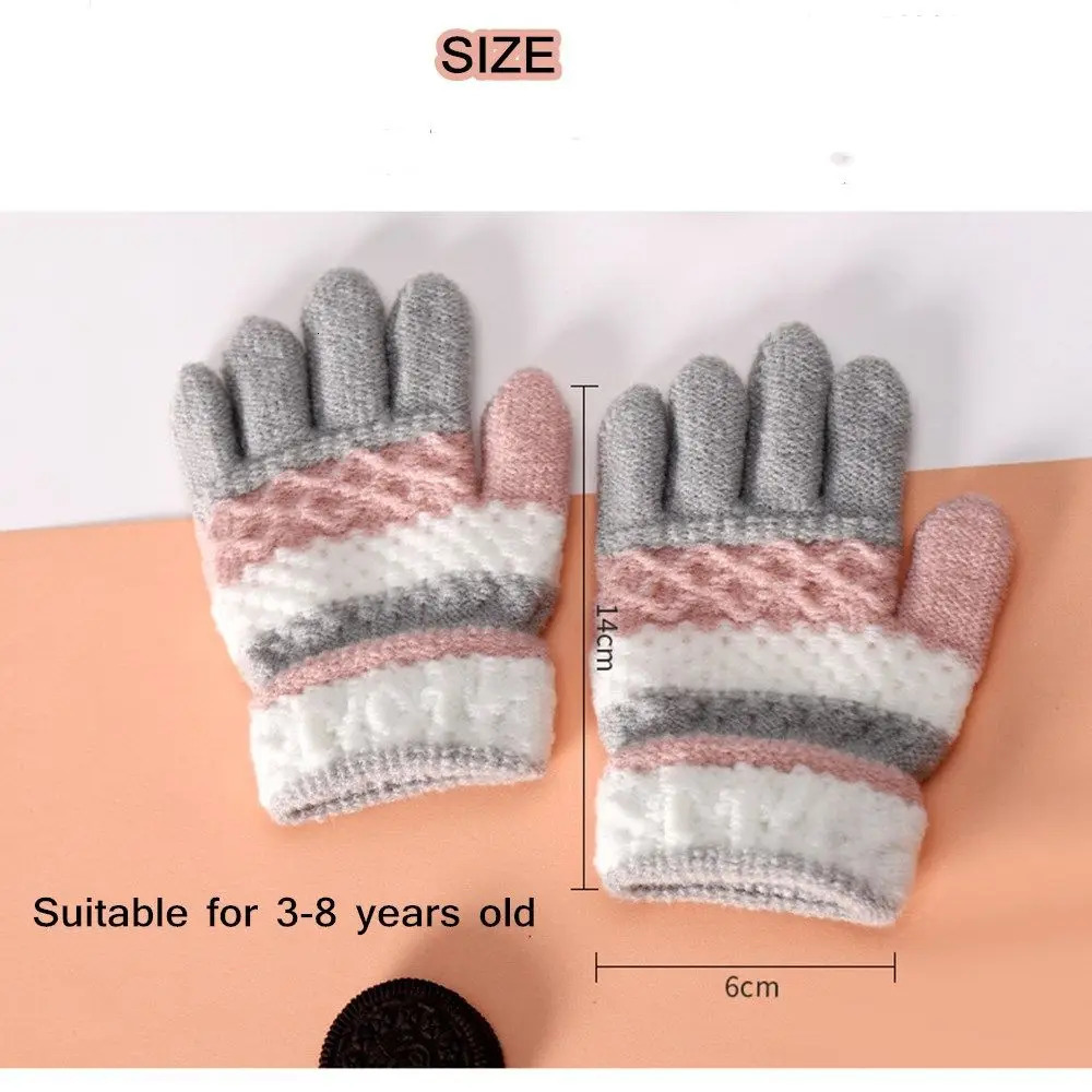Winter Autumn Soft Knitted Baby Gloves Full Finger Gloves Kids Girls Boys Mittens Outdoor Children Gloves 36 Years 251021