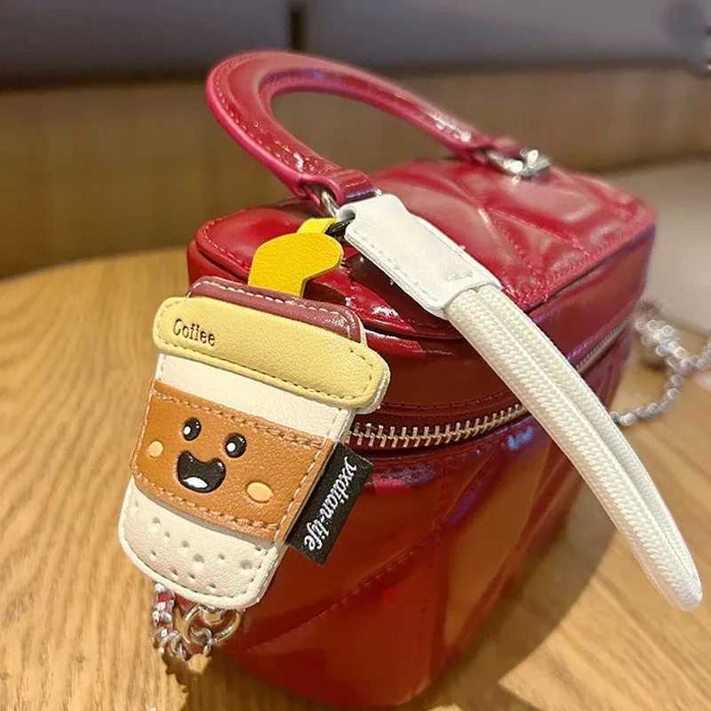 Creative Cartoon Leather Snacks Keychain Cute French Fries Coffee Cream Couple Bag Pendant J251121