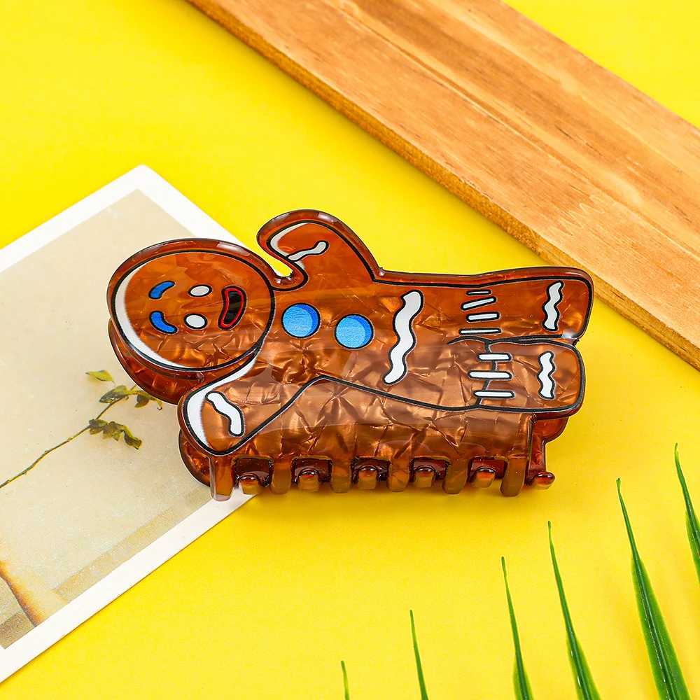Cute Christmas Gingerbread Man Hair Claw Clip Adorable and Stylish Design Hair Grip Clip Fashionable Styling AccessoryW254021