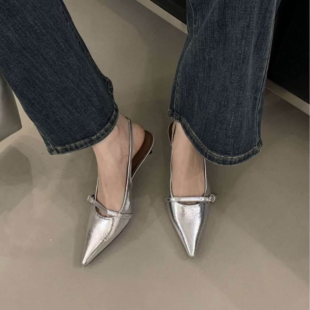 2025 New French Style Elegant Sexy Pointed Toe Shallow Mouth Designer Shoe Stiletto Closed-Toe Sandals for Women