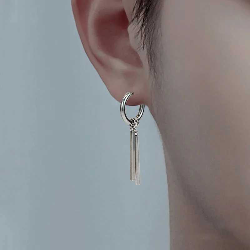 Jewelry Titanium Steel Punk Cool Men Women Ear Clip Stud Earrings Long Stick Pendant Fashion Hip Hop Drop Party Earring J2510211