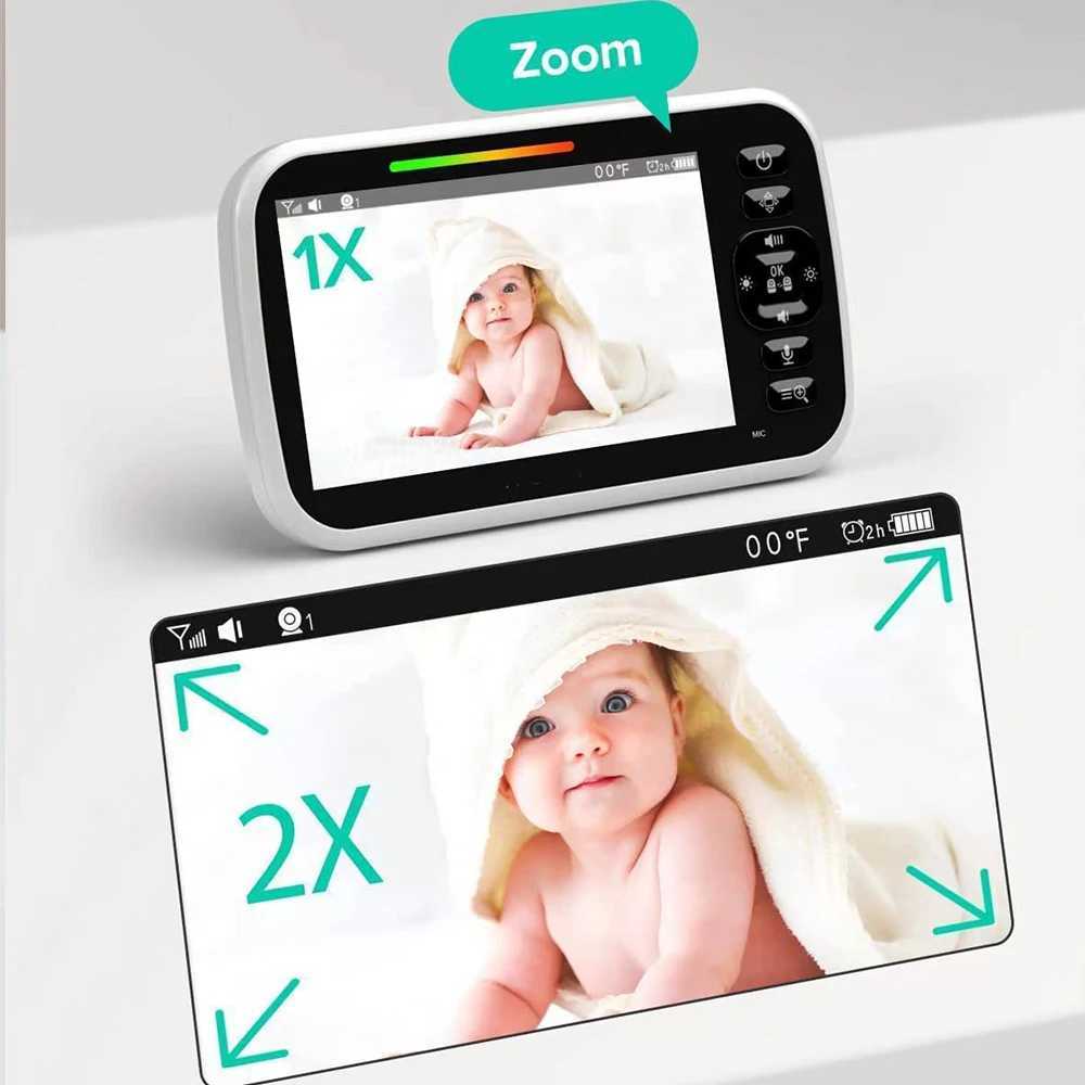 5 Inch Video Baby Monitor with Camera 2x Zoom Surveillance Camera Auto Night Vision Two Way Intercom Babysitter Security Nanny J251121