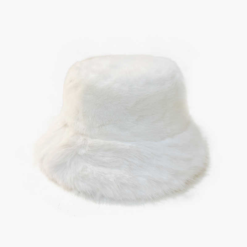Autumn Winter Plush Hat Faux Fur Mink Fur Warm Feel Women Slimming Windproof Hat Large Brim H251020