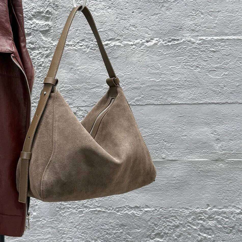 Frosted Cowhide Women's Underarm New Niche Design Suede Vintage Large Capacity Crossbody Fashion Lady Shoulder Bag Suotong1021