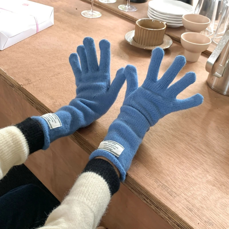 Fashion Solid Color Touch Screen Knitted Gloves Women Winter Gloves Warm Gloves Solid Work Gloves Harajuku Mittens For Women 251020