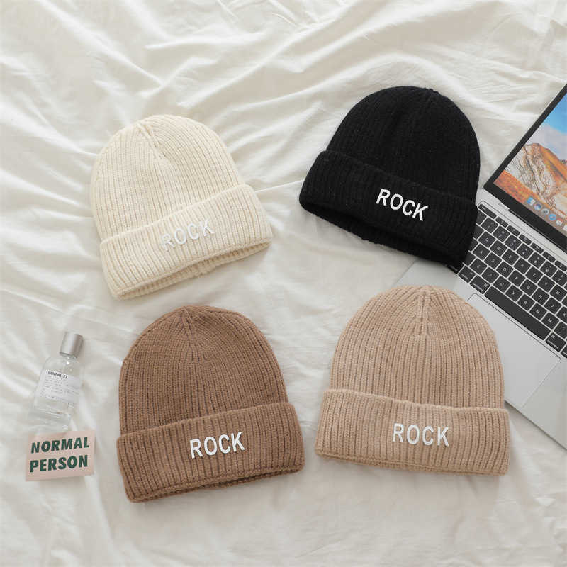 Style Letter Embroidered Wool Hat for Women Winter Fleecelined Thickened Warm Knitted Hat Autumn Winter Versatile Style H251020