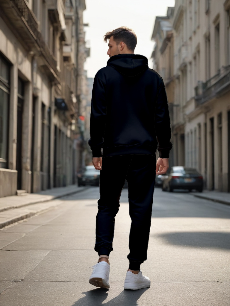 Men's Ankle-Length Knitted Hoodie Casual Outdoor Polyester T-Shirt Long Sleeve Adjustable Drawstring Hood Autumn Wear Gradient Print - LMWY00192