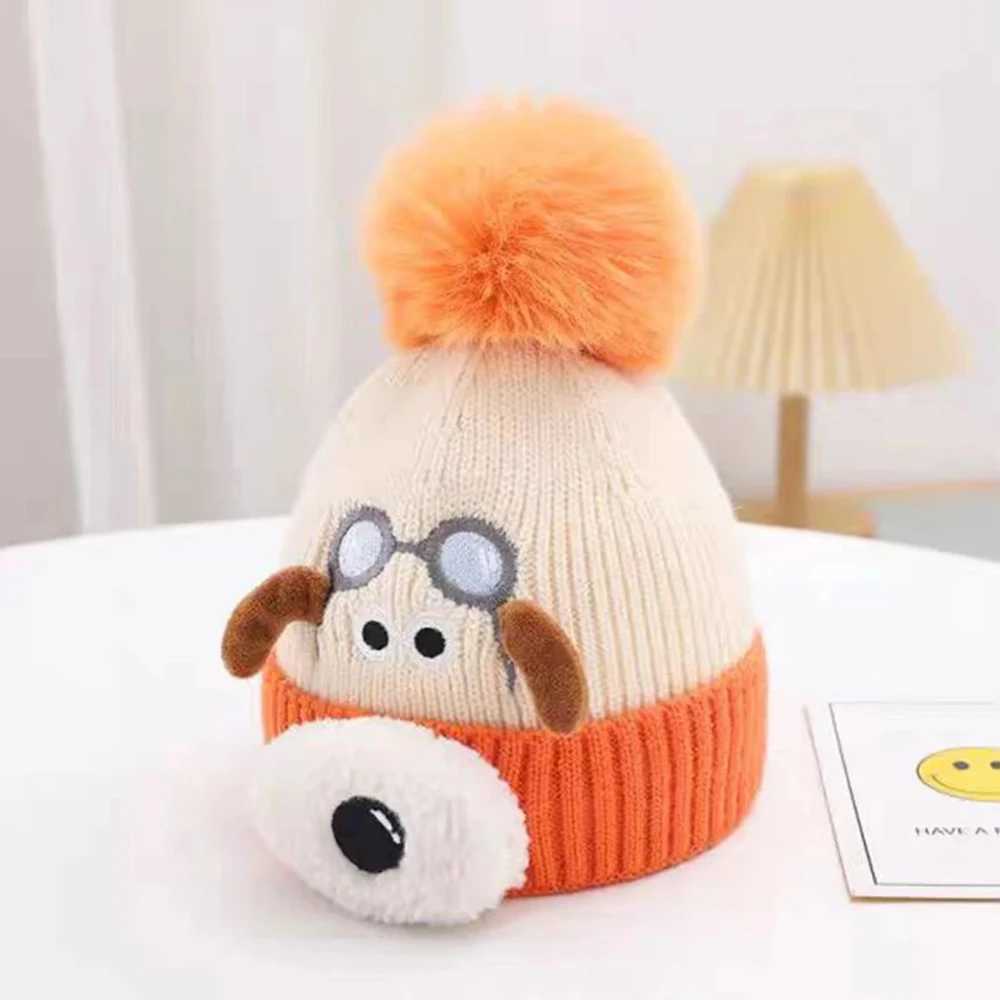 New Woof Dog Baby Hat Warm Protective Winter Knitted Hat Cartoon Windproof Thickened Earmuff Kids Winter Supplies Christmas Gift J251021
