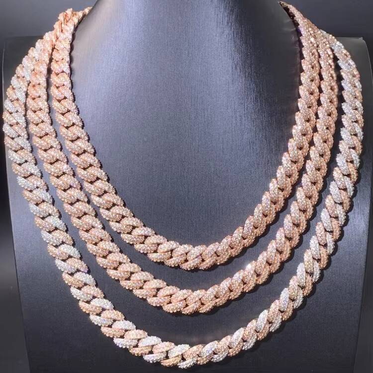 RTS 13mm Wide Iced Out GRA VVS Diamond Chain GRA Moissanite 925 Silver Gold Plated Fine Jewelry Hiphop Necklace Bracelet