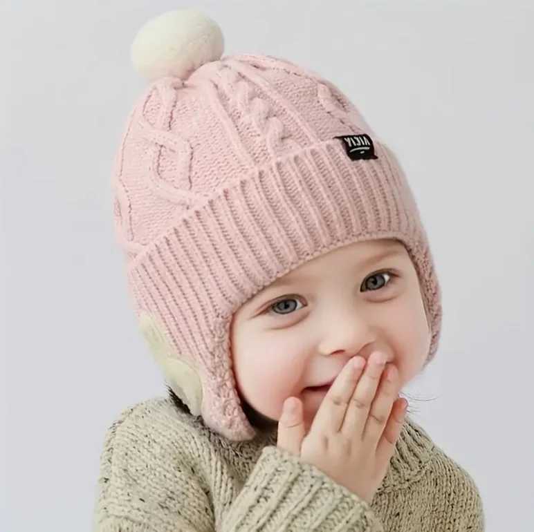 Kids Winter Hat with Ear Flaps Soft Warm Knit Beanie for Boys Girls 5 Years Comfortable Headwear Outdoor Playwear J251021