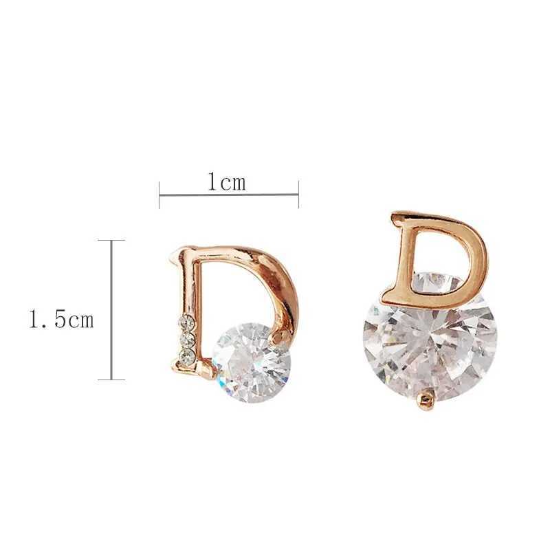 Letter D Earrings For Women Shiny Zircon Stud Earrings Light Luxury European and American Earrings Party Wedding Jewelry Gifts J251021