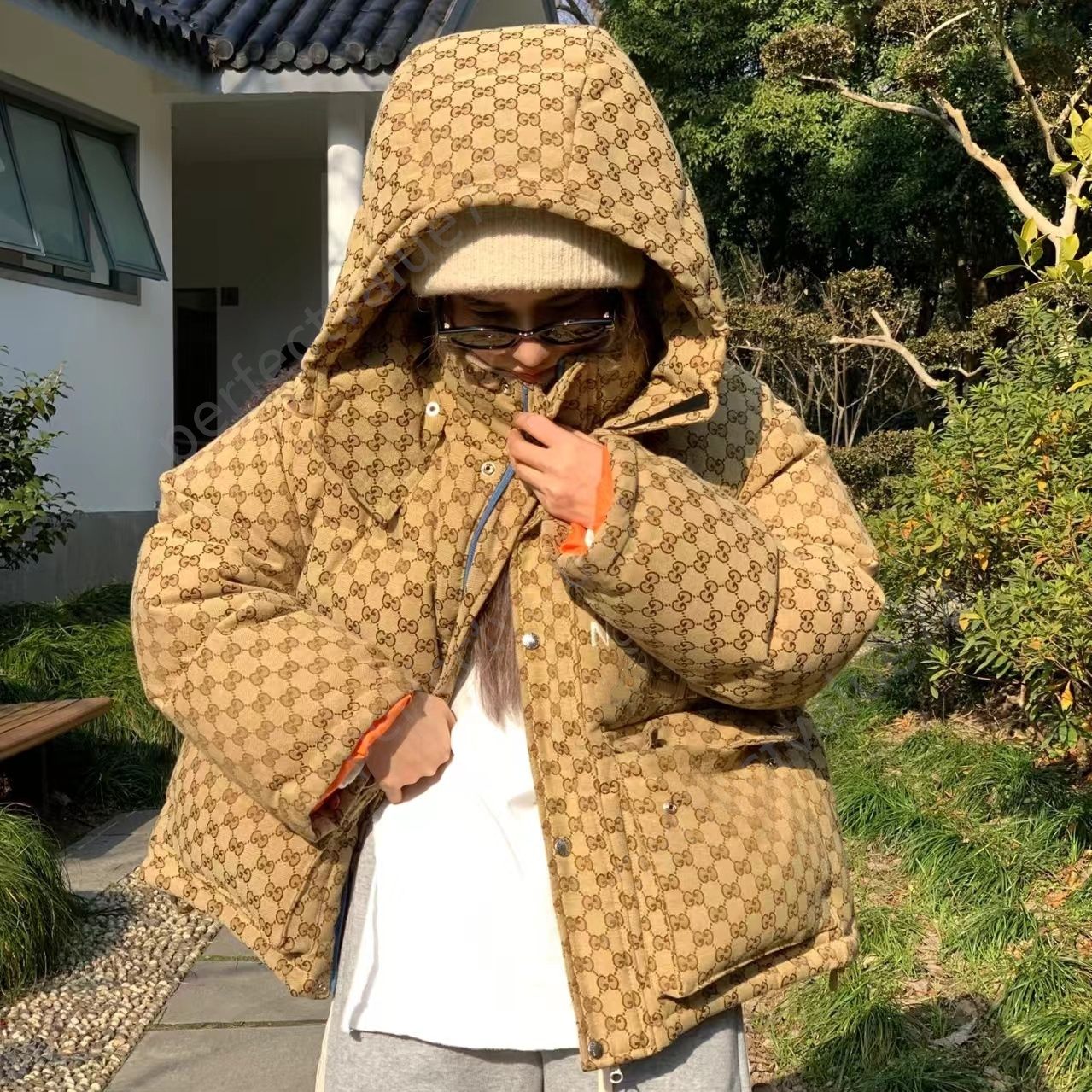 Mens Jackets Khaki Puffer Jacket Ladies Hooded Black Down Luxury Casual Outdoor Women Winter Thickened Thermal Brown Designer Coat Joint Style Jacket Clothing 201