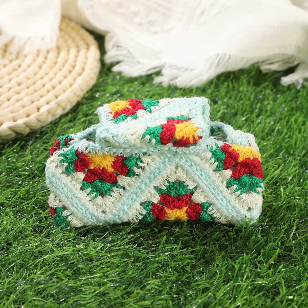 Knitting Hair Claw Girls Women Crochet Handmade Hairpin Fashion Floral Hairpin Crabs Girls Hawaii Bohemia Hair AccessoriesW254021