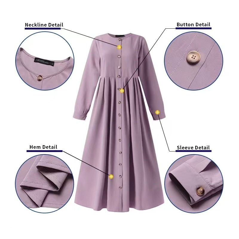 U1021Spring and autumn long skirt plus size women's loose temperament commuting long robe dress