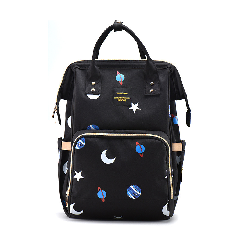 New Designer Fashionable Mom Bag Multi functional Baby Cart Baby Bag Mom Travel Portable Large Capacity Backpack Dry Wet Separation Baby Bottle