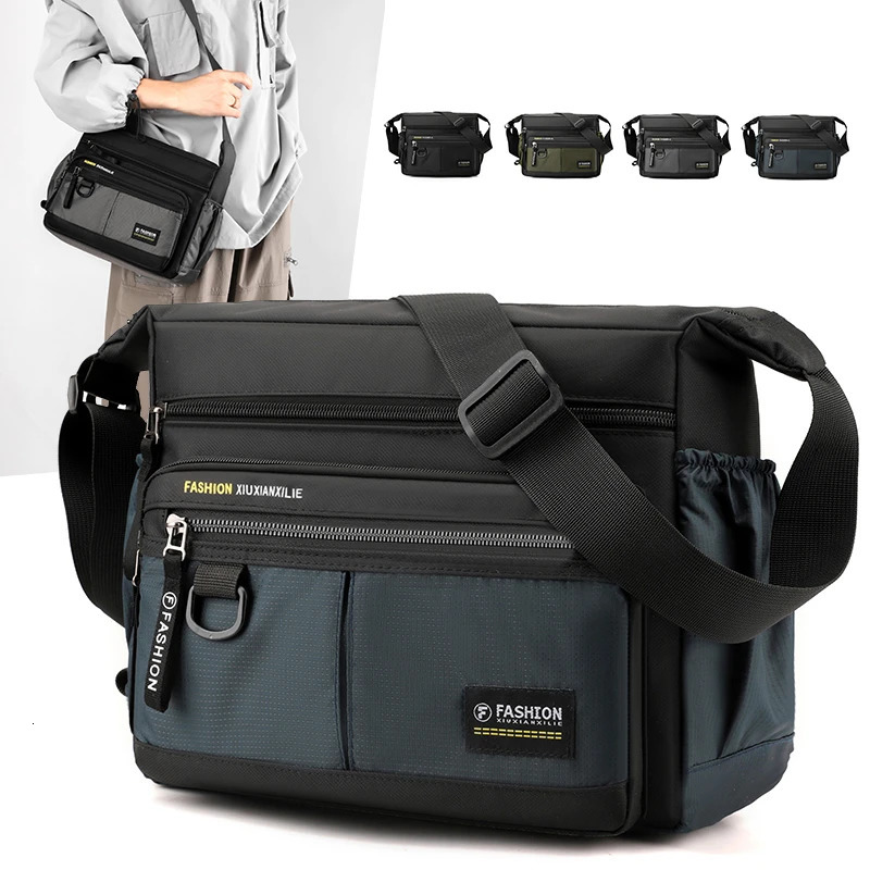 Mens shoulder bag casual crossbody with adjustable straps multiple pockets suitable for travel school and da 251014