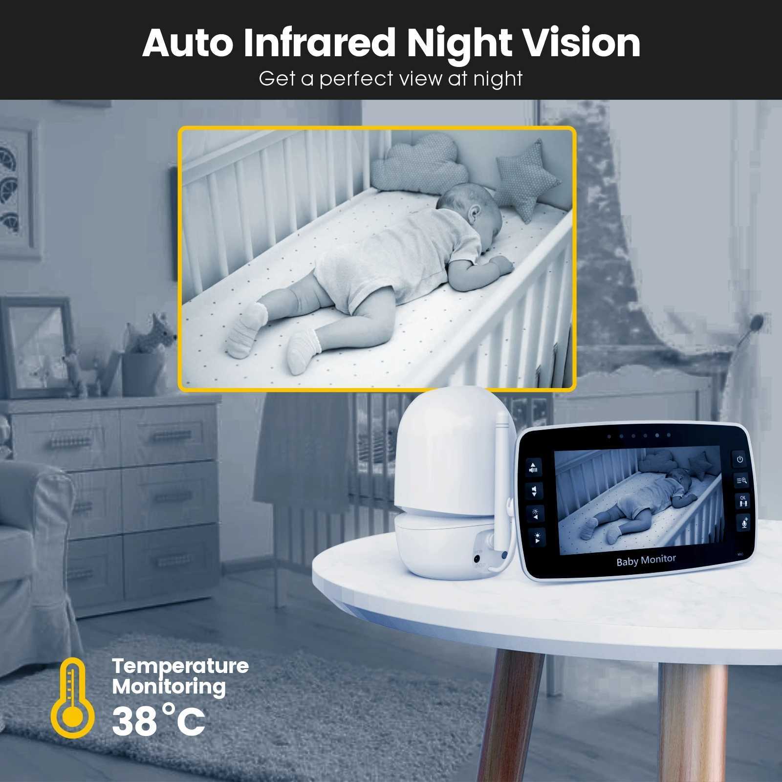 NEWS 43Inch IPS Screen Wireless PTZ Intercom Baby Monitor Temperature Display Nanny Cam Long Distance Baby Sitter Camera J251121