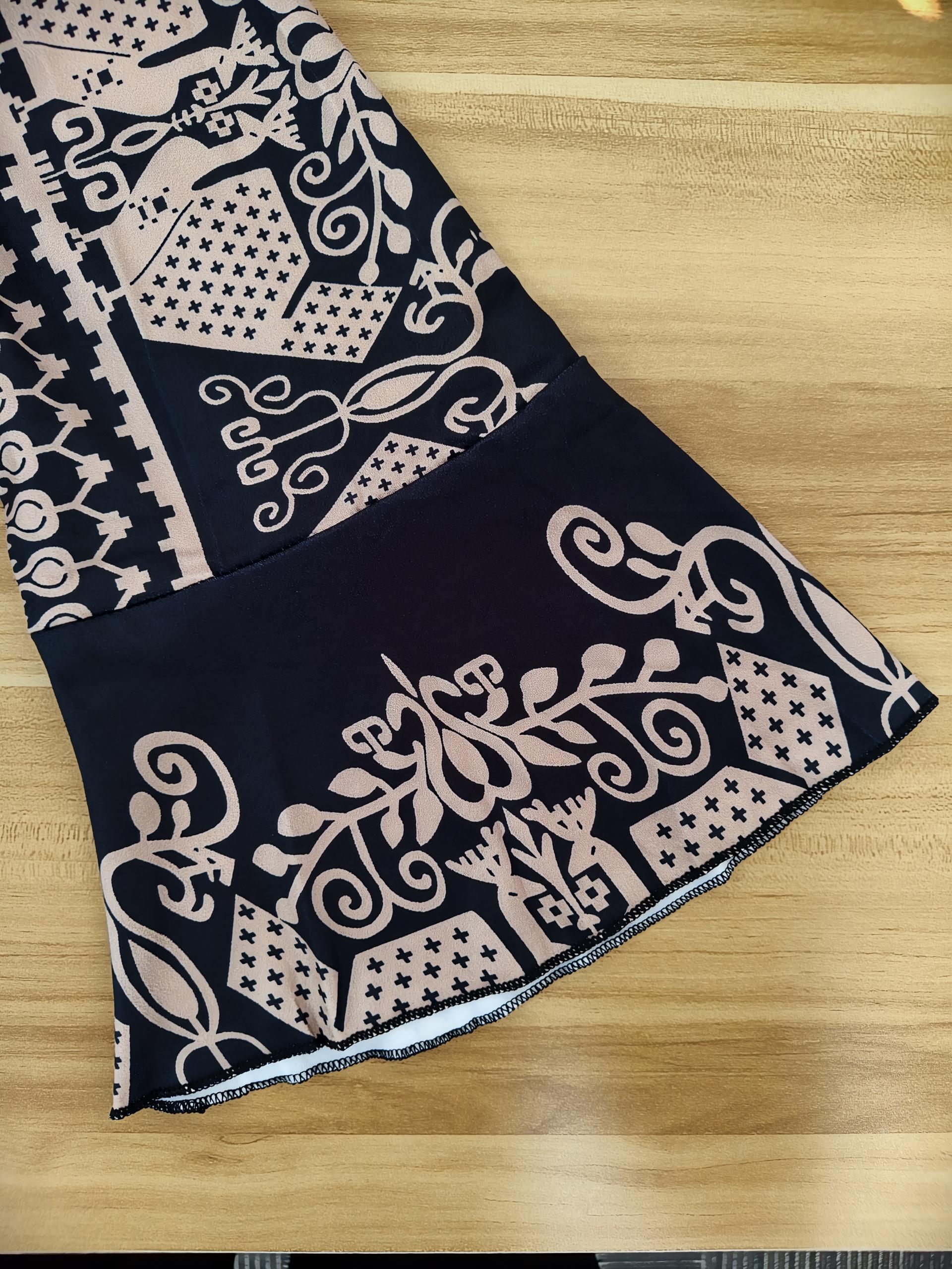 Women's Autumn & Winter New Ethnic Style Muslim Fashion Retro 3/4 Sleeve Dress, Milk Silk Casual Versatile Dress (S-XXL, Black)-CF53890