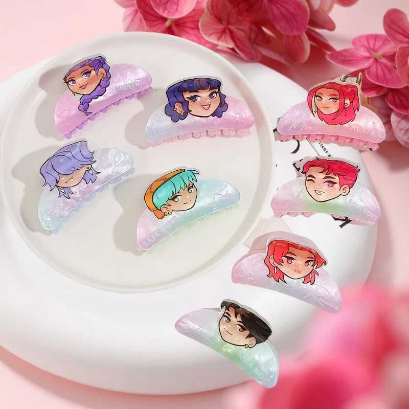 Hot KPop Demon Hunters Hair Clip Cartoon Printing Rumi Mira Zoey Acrylic Hairclip Anime Peripheral Hair Decoration Girl Gifts L251020