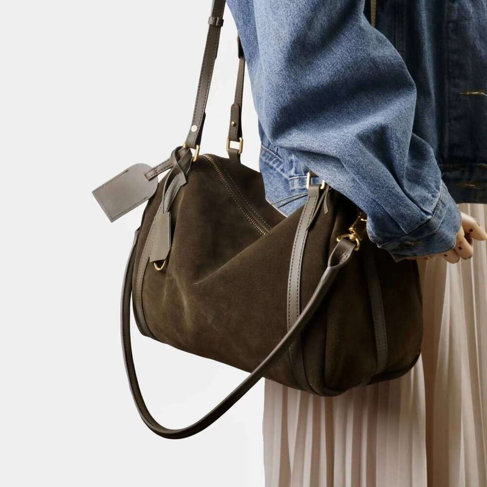 Suede Boston New Niche Design Large Capacity Vintage Frosted Cowhide Crossbody Fashion Women's Shoulder Bag Suotong1021
