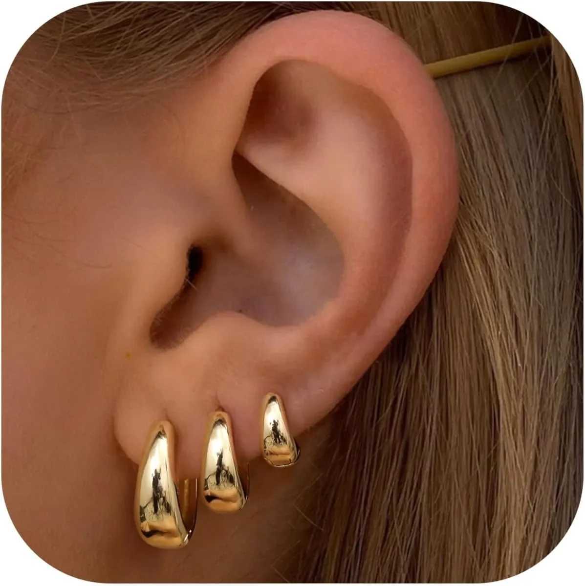 3Pairs Hoop Earrings Set for Women Gold Silver Plated Earring Hypoallergenic Small Huggie Hoops Lightweight Hoop Earrings Stack J251021