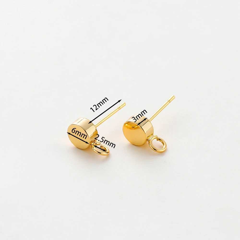 10Pcs Stud Earring 14K18K Gold Color Plated Brass Ear Hoops for Jewelry Making DIY Earrings Accessories Supplies J251021