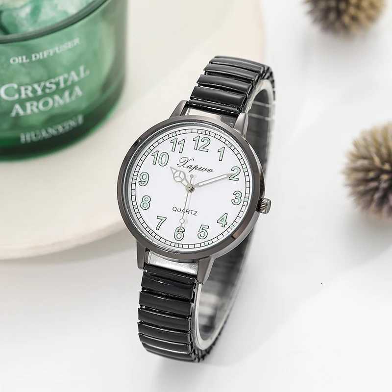 Fashionable Arabic Numeral Womens Elastic Band Quartz Antique Style Simple and Clear for MiddleAged and Elderly PeopleXJ251021