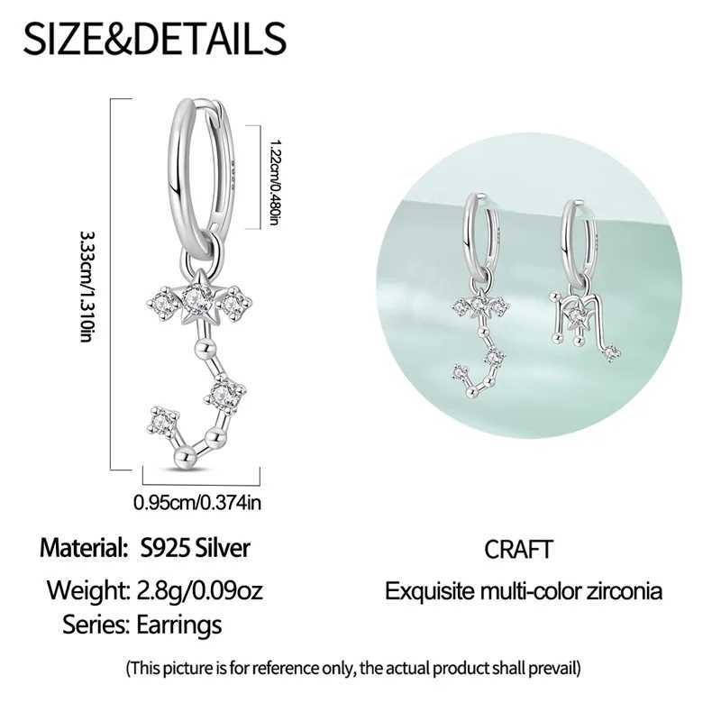 Hot Sale 925 Sterling Silver 12 Constellation Scorpio Earrings Women Zircon Ear Studs Sparkling Pave Hoop Earring Jewelry Gift J251021