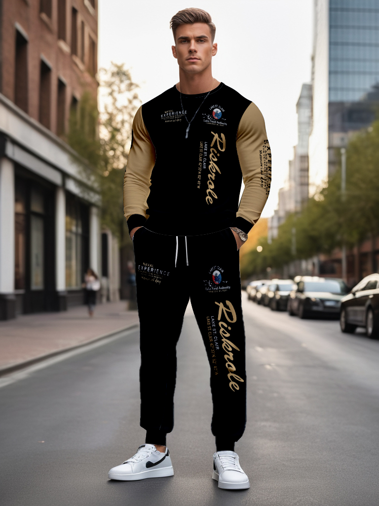 Men's Casual Knitted Long Sleeve Sweatshirt Round Neck Polyester Blend Ankle-Length Outdoor Recreation Brown Comfortable T-Shirt - YLWY0017