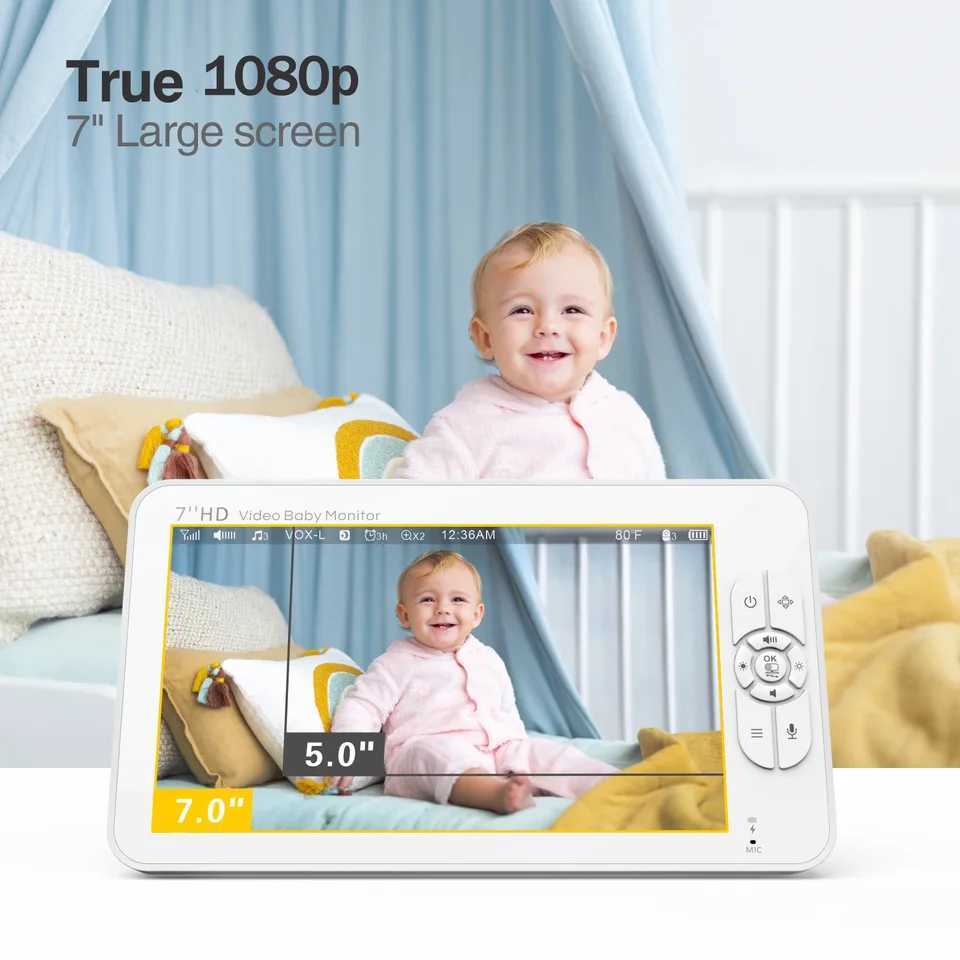 Babystar 7 HD Split Screen Video Baby Monitor No WiFi Baby Camera Monitor Hack Proof Remote ZoomPanTilt 4000mAh Battery J251121