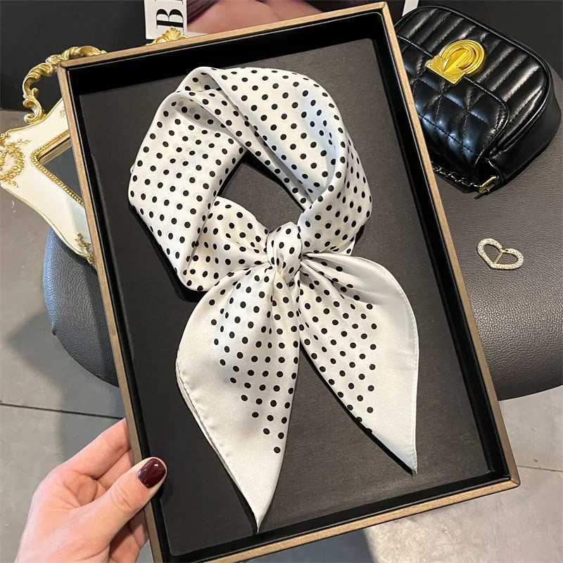 Luxury Polka Dot Print Shawl Square Scarf for Women Satin Wraps Neckerchief Female Hair Bands Ribbon Headband Bandana 70X70CM W251021