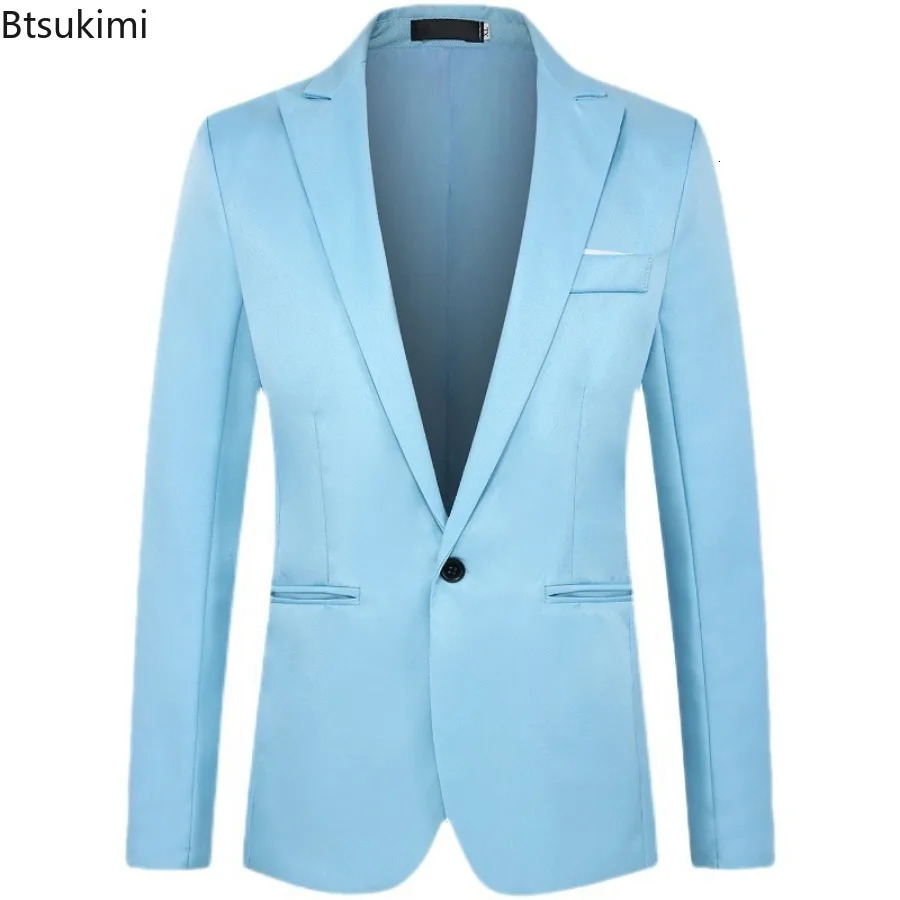 2025 Mens Slim Blazers Fashion Singlebutton Business Casual Suit Jacket Solid Elegant Stylish Party Wedding Suit Tops Male 251021