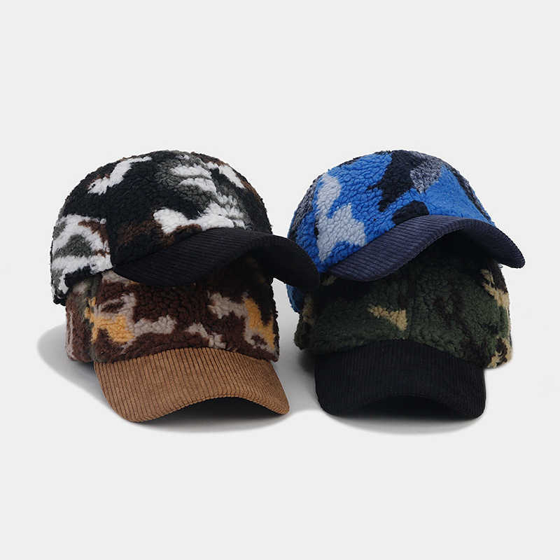 Autumn Winter New Camouflage Sheep Camouflage Thickened Warm Duckbill Cap Womens Trendy Outdoor Casual Sun Protection Baseball Cap Mens Cap H251020